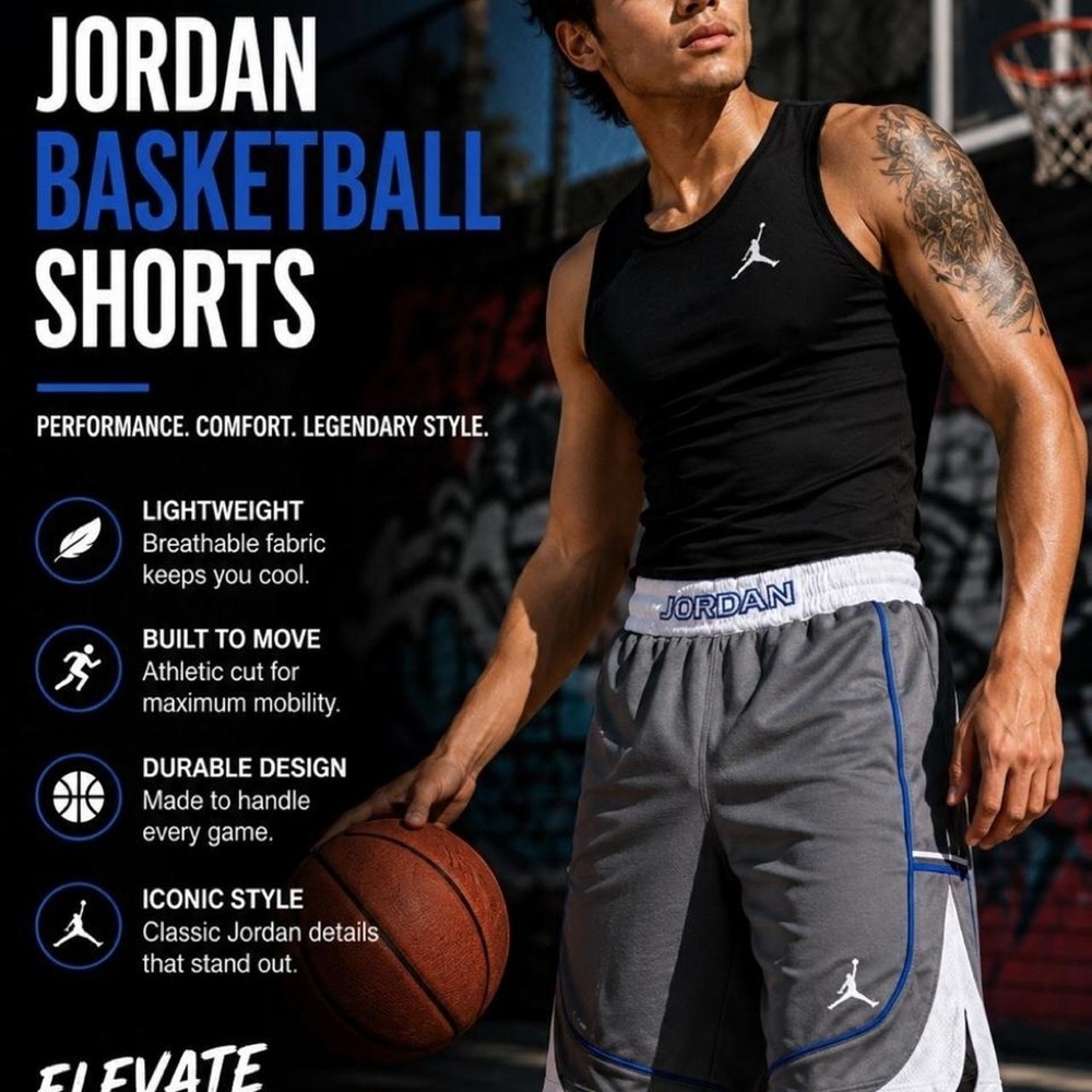 Jordan Basketball Shorts Gray Blue White Jumpman Athletic Training Shorts Mens M